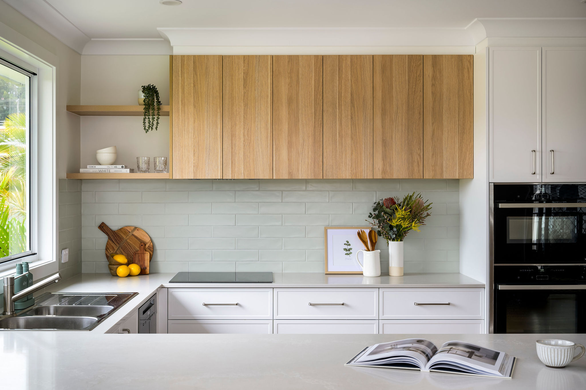 kitchen with L shape bench top