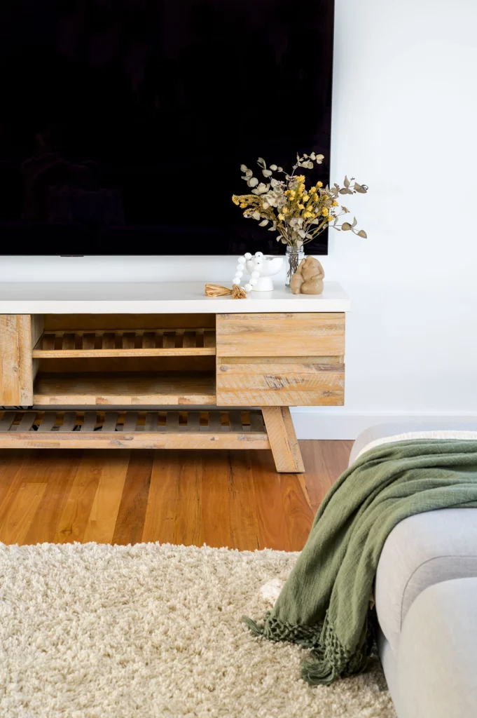 tv and cabinet in living space